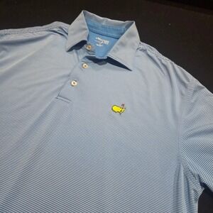 Masters Tech Mens Blue White Striped Golf Polo Shirt MT1745-909 Large L